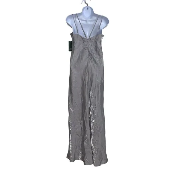 Wild Fable Gray Iridescent Satin Maxi Dress Adjustable Spaghetti Strap Small - Picture 4 of 12